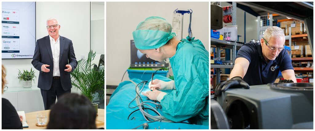 Montage of three images with examples from a Berkshire based professional services business, a high tech engineering business in Oxfordshire and a Wiltshire based medical practice.