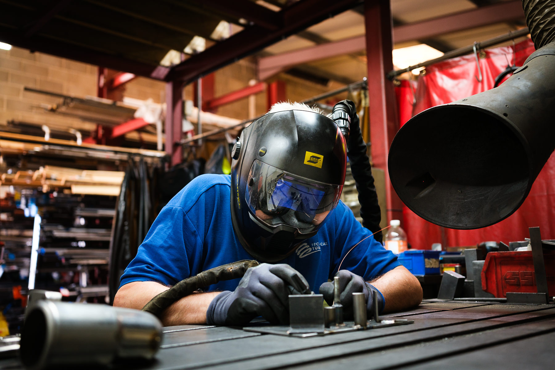 Welder at work in the Technical Tubes workshop